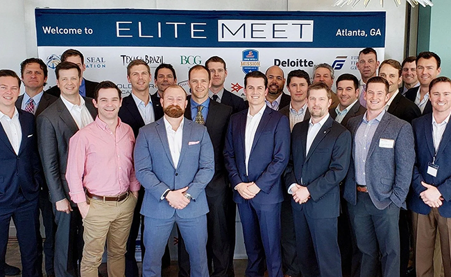 Elite Meet networking event group photo Group of attendees standing together at the Elite Meet event in Atlanta, Georgia